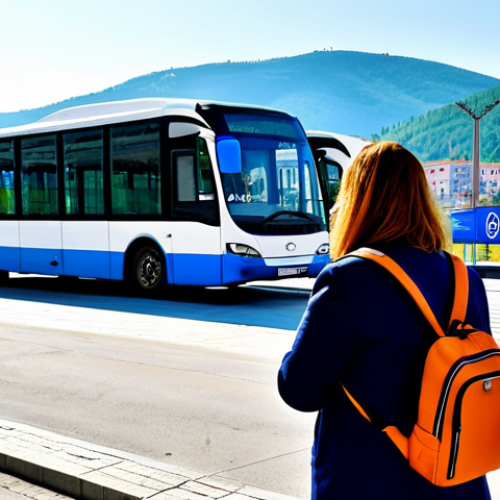 Home 21 Balkan Bus Journey & Border Crossing**
A female traveler, fully clothed in modest and practical travel attire, stands calmly at a bus station in a Bosnian city. She holds her passport and a small backpack. In the background, a large intercity bus is preparing for departure, surrounded by other travelers and the gentle hustle of the station. Beyond the station, the characteristic architecture of the Balkans and distant rolling hills are visible under a clear sky. The scene conveys a sense of anticipation for a journey, emphasizing preparedness and ease. Perfect anatomy, correct proportions, natural pose, well-formed hands, proper finger count. This image is safe for work, appropriate content, fully clothed, and family-friendly. Professional travel photography, clear focus, natural lighting, high detail.
**