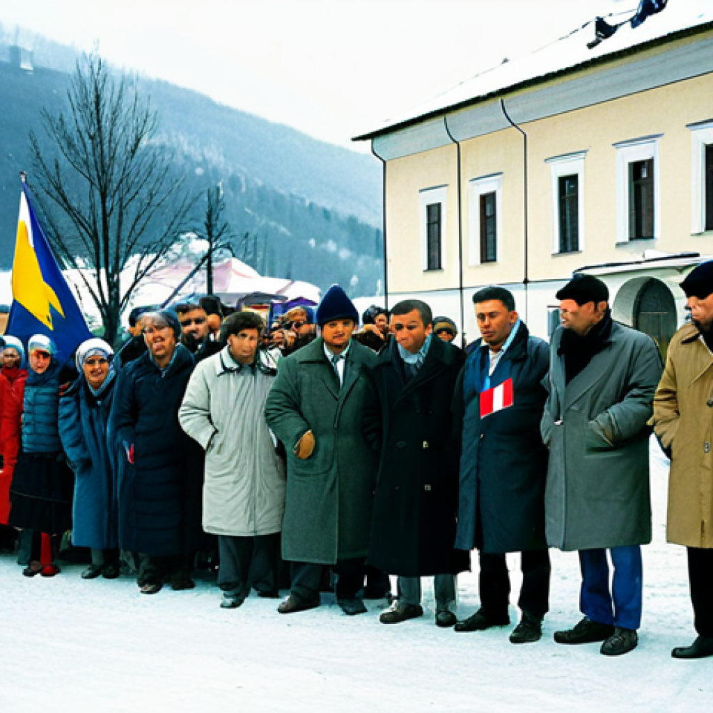 보스니아 헤르체고비나의 독립 과정 - The Referendum**
"A diverse crowd of Bosnians, fully clothed in winter attire, line up to vote in t...