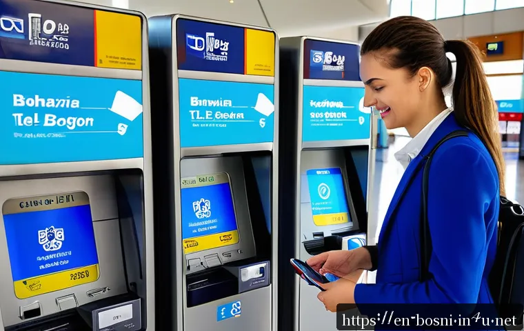 보스니아에서 인터넷과 SIM카드 사용법 - A modern Bosnian city street scene featuring a traveler purchasing a SIM card at a BH Telecom kiosk ...