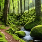 보스니아 여행 중 만날 수 있는 야생동물 - A serene, untouched forest trail in Bosnia&rsquo;s Sutjeska National Park, featuring ancient towering tree...